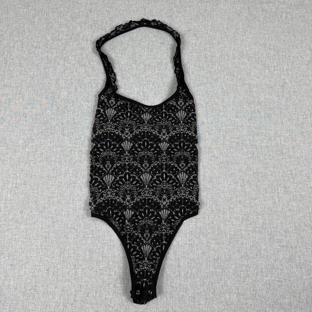 Free People Intimately Black Lace Halter Bodysuit Size XS/S Boho Chic New